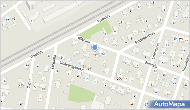 Piastów, Niecała, 6, mapa Piastów