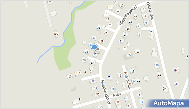 Pilzno, Niepodległości, 36, mapa Pilzno