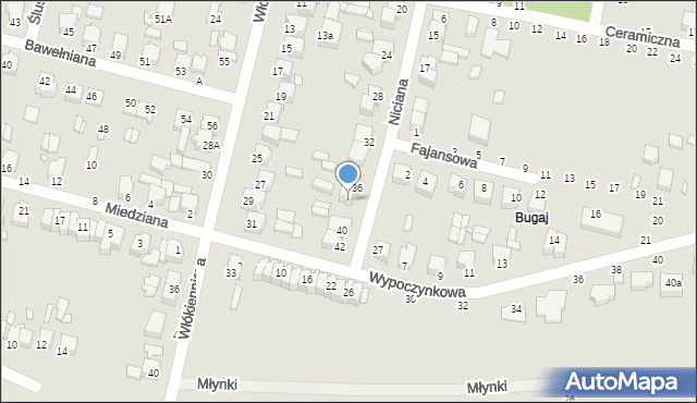 Piotrków Trybunalski, Niciana, 38, mapa Piotrków Trybunalski