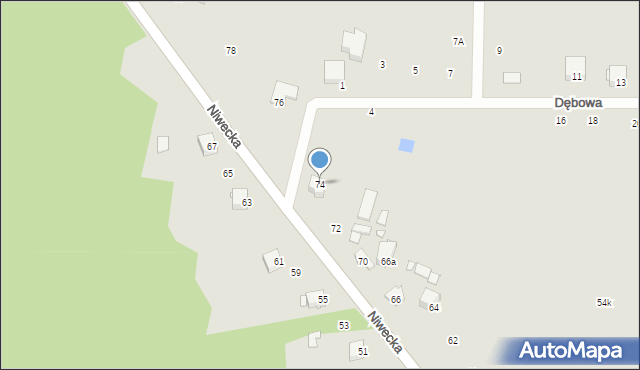 Poręba, Niwecka, 74, mapa Poręba