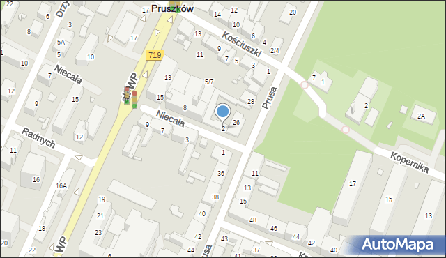 Pruszków, Niecała, 2, mapa Pruszków