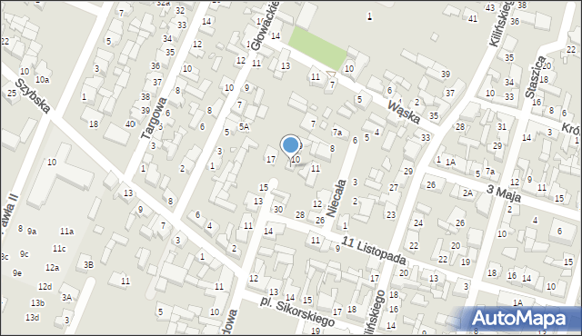 Pyzdry, Niecała, 10a, mapa Pyzdry