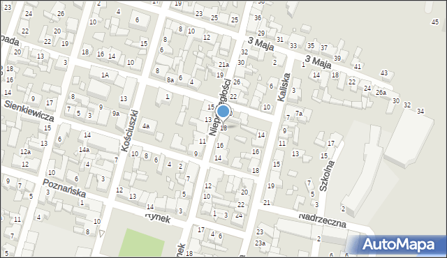 Pyzdry, Niepodległości, 18, mapa Pyzdry