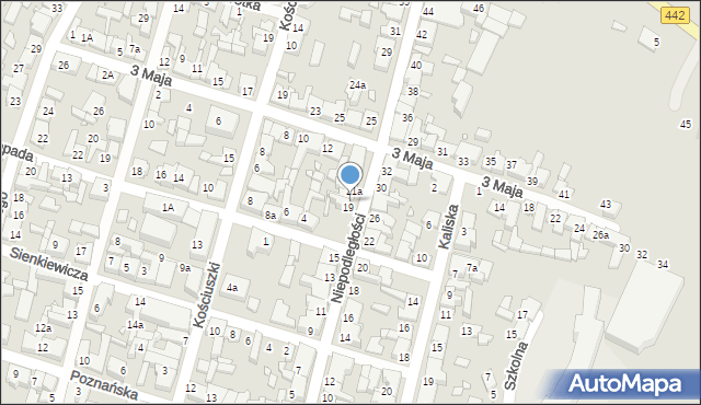 Pyzdry, Niepodległości, 21, mapa Pyzdry