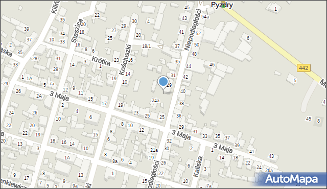 Pyzdry, Niepodległości, 27, mapa Pyzdry