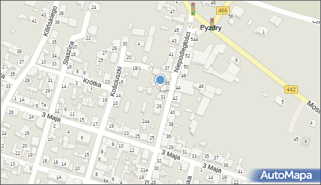 Pyzdry, Niepodległości, 33, mapa Pyzdry