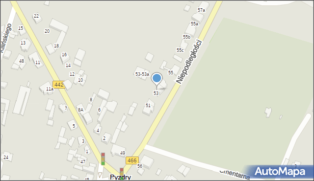 Pyzdry, Niepodległości, 53a, mapa Pyzdry