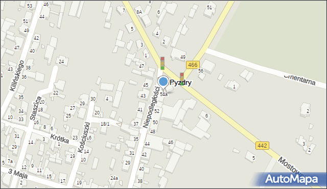 Pyzdry, Niepodległości, 54a, mapa Pyzdry