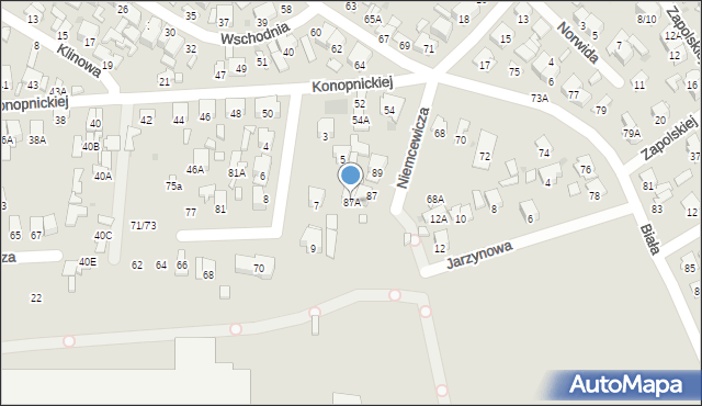 Radom, Niemcewicza Juliana Ursyna, 87A, mapa Radomia