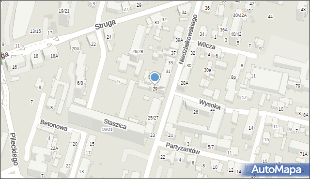 Radom, Niedziałkowskiego Mieczysława, 29, mapa Radomia