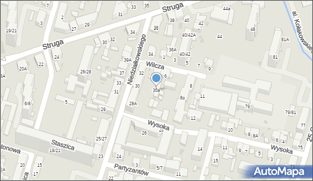 Radom, Niedziałkowskiego Mieczysława, 30a, mapa Radomia