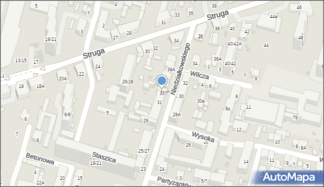 Radom, Niedziałkowskiego Mieczysława, 33, mapa Radomia