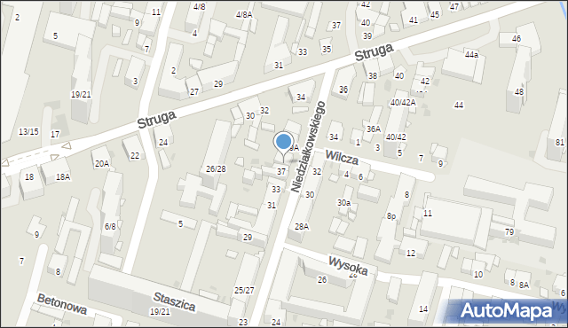 Radom, Niedziałkowskiego Mieczysława, 39, mapa Radomia