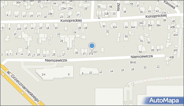 Radom, Niemcewicza Juliana Ursyna, 41, mapa Radomia