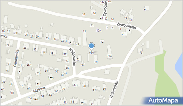 Radom, Nizinna, 69A, mapa Radomia