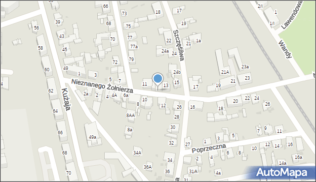 Radzionków, Nieznanego Żołnierza, 13a, mapa Radzionków