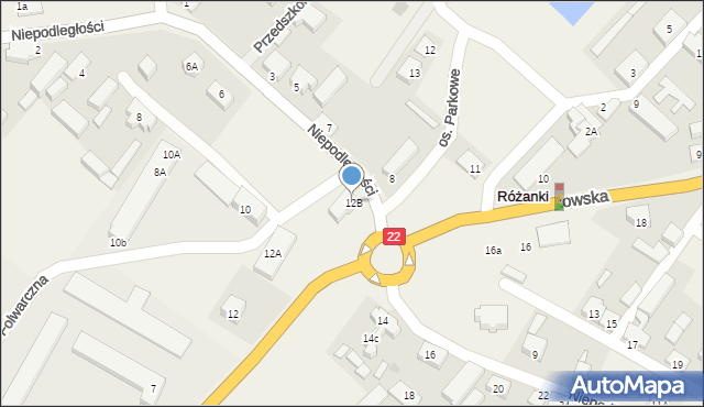 Różanki, Niepodległości, 12B, mapa Różanki