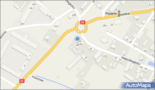 Różanki, Niepodległości, 14c, mapa Różanki