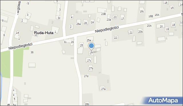 Ruda-Huta, Niepodległości, 27, mapa Ruda-Huta