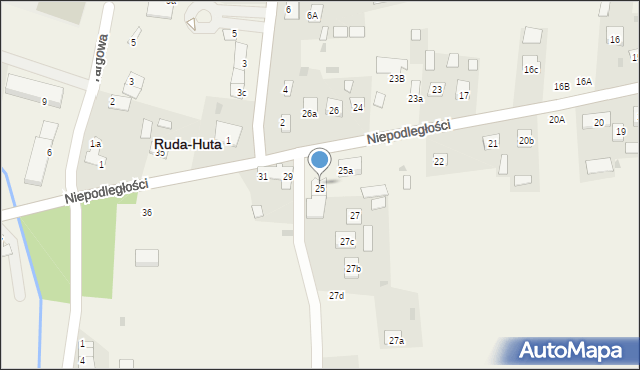 Ruda-Huta, Niepodległości, 28, mapa Ruda-Huta