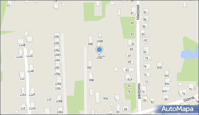 Ruda Śląska, Niedzieli Józefa, ks., 109c, mapa Rudy Śląskiej