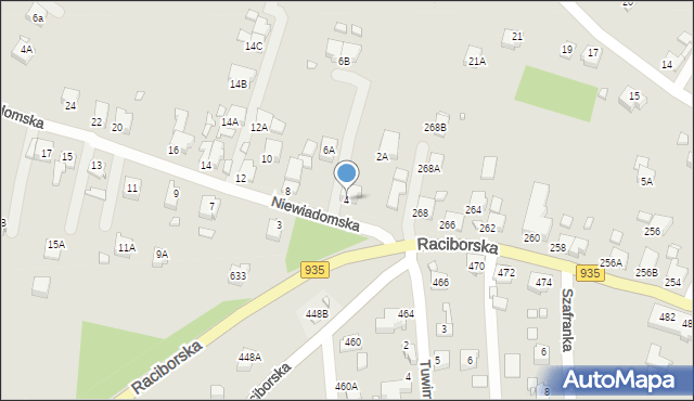 Rybnik, Niewiadomska, 4, mapa Rybnika