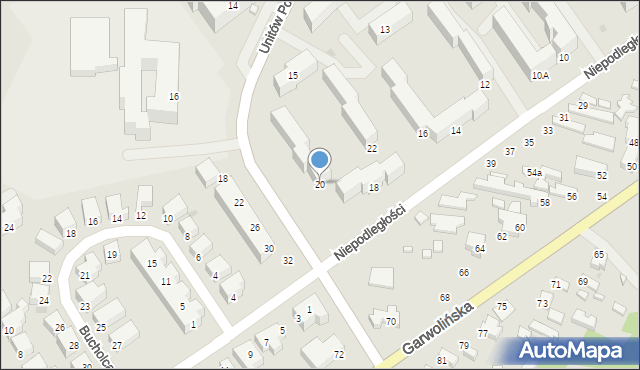 Siedlce, Niepodległości, 20, mapa Siedlce