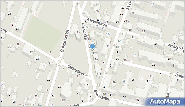 Siedlce, Niedziałka Jana, ks., 14, mapa Siedlce