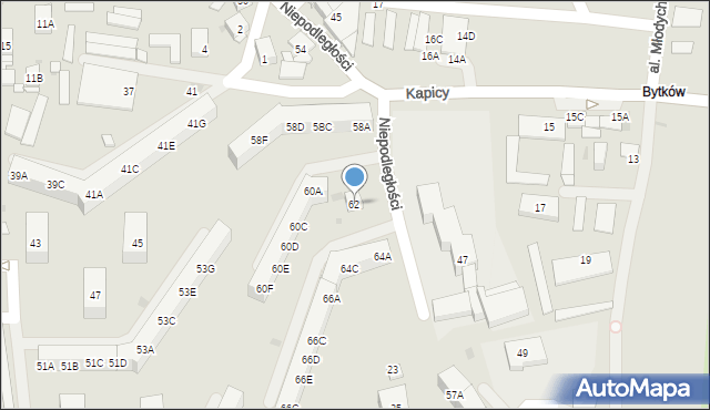 Siemianowice Śląskie, Niepodległości, 62, mapa Siemianowice Śląskie