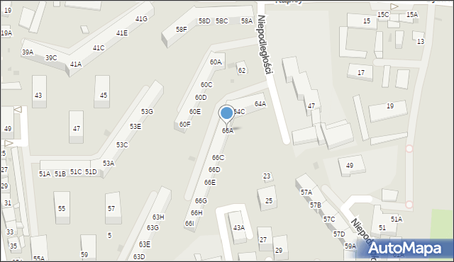 Siemianowice Śląskie, Niepodległości, 66A, mapa Siemianowice Śląskie