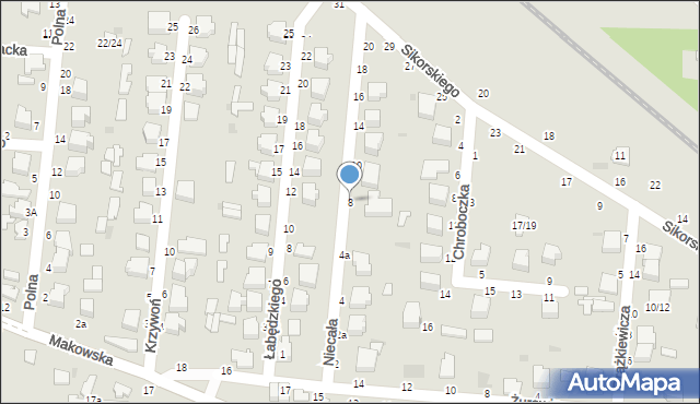 Skierniewice, Niecała, 8, mapa Skierniewic