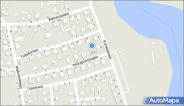 Skierniewice, Niezapominajek, 13, mapa Skierniewic