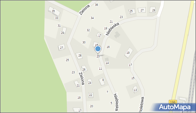 Sława Wielkopolska, Niebieska, 13, mapa Sława Wielkopolska