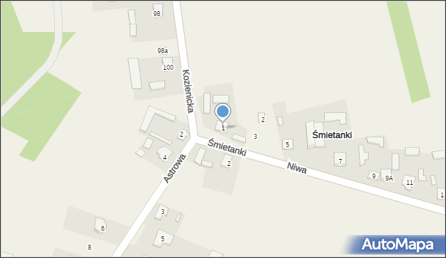 Śmietanki, Niwa, 1, mapa Śmietanki
