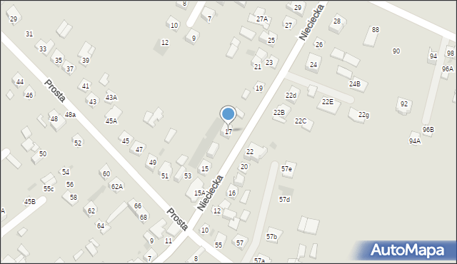 Sokołów Podlaski, Nieciecka, 17, mapa Sokołów Podlaski