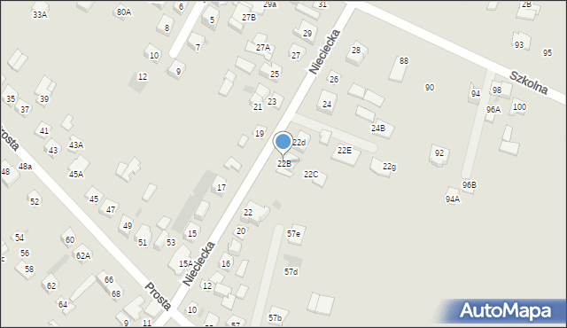 Sokołów Podlaski, Nieciecka, 22B, mapa Sokołów Podlaski
