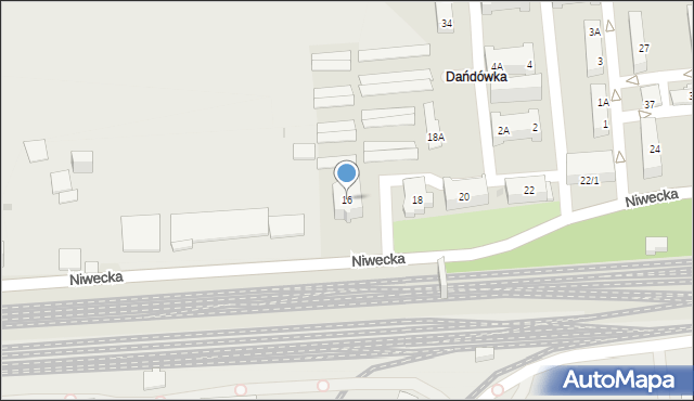 Sosnowiec, Niwecka, 16, mapa Sosnowca