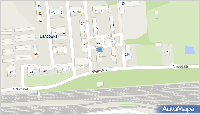 Sosnowiec, Niwecka, 24, mapa Sosnowca