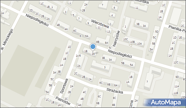 Sosnowiec, Niepodległości, 1A, mapa Sosnowca