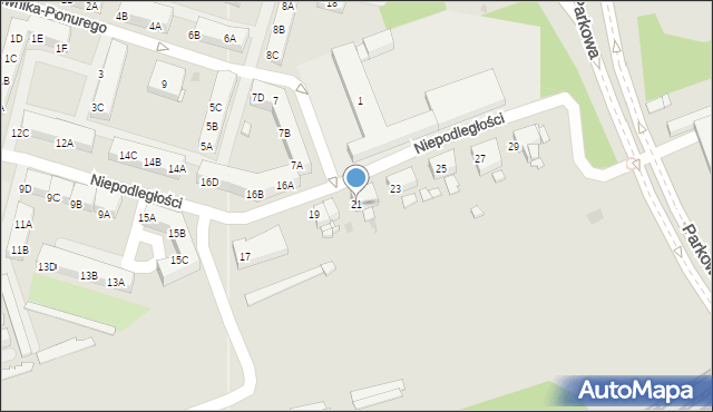 Sosnowiec, Niepodległości, 21, mapa Sosnowca