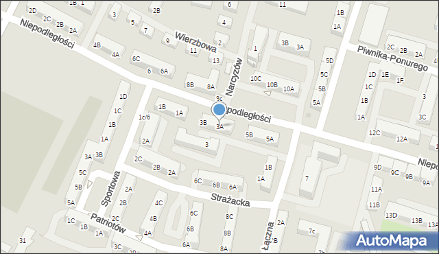 Sosnowiec, Niepodległości, 3A, mapa Sosnowca