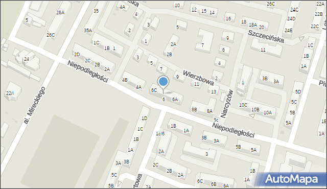 Sosnowiec, Niepodległości, 6B, mapa Sosnowca