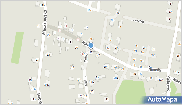 Sosnowiec, Niecała, 25, mapa Sosnowca