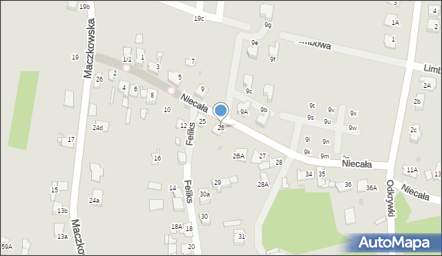 Sosnowiec, Niecała, 26, mapa Sosnowca