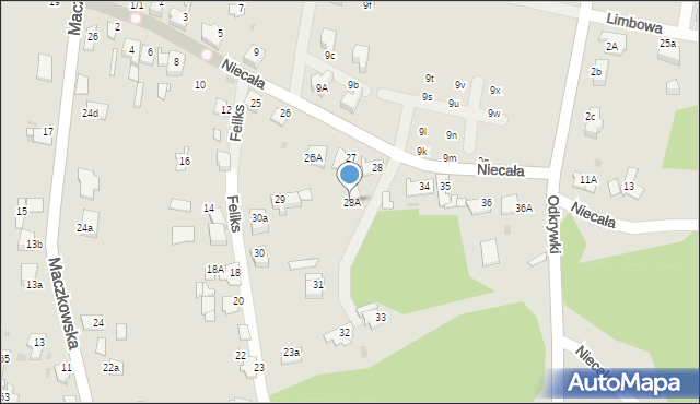 Sosnowiec, Niecała, 28A, mapa Sosnowca