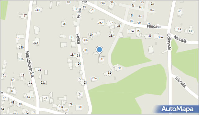 Sosnowiec, Niecała, 31A, mapa Sosnowca