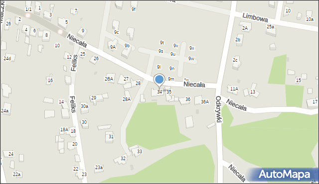 Sosnowiec, Niecała, 34, mapa Sosnowca