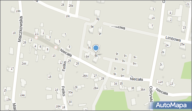 Sosnowiec, Niecała, 9b, mapa Sosnowca