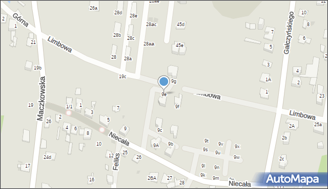 Sosnowiec, Niecała, 9e, mapa Sosnowca