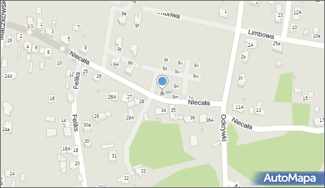 Sosnowiec, Niecała, 9k, mapa Sosnowca